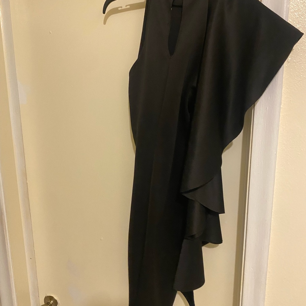 Elegant Black Ruffle Dress - Picture 3 of 4